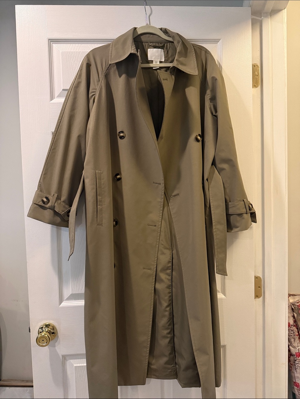H&M Classic Olive Trench Coat - Women’s Long Double-Breasted Coat